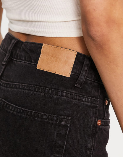Weekday Pin mid rise straight leg jeans in black