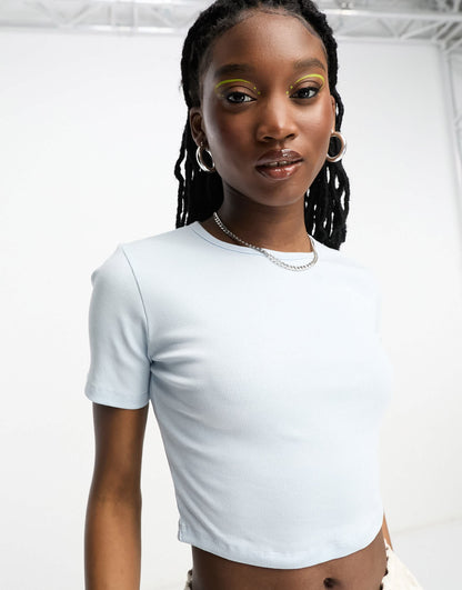 Weekday shrunken tee in pale blue