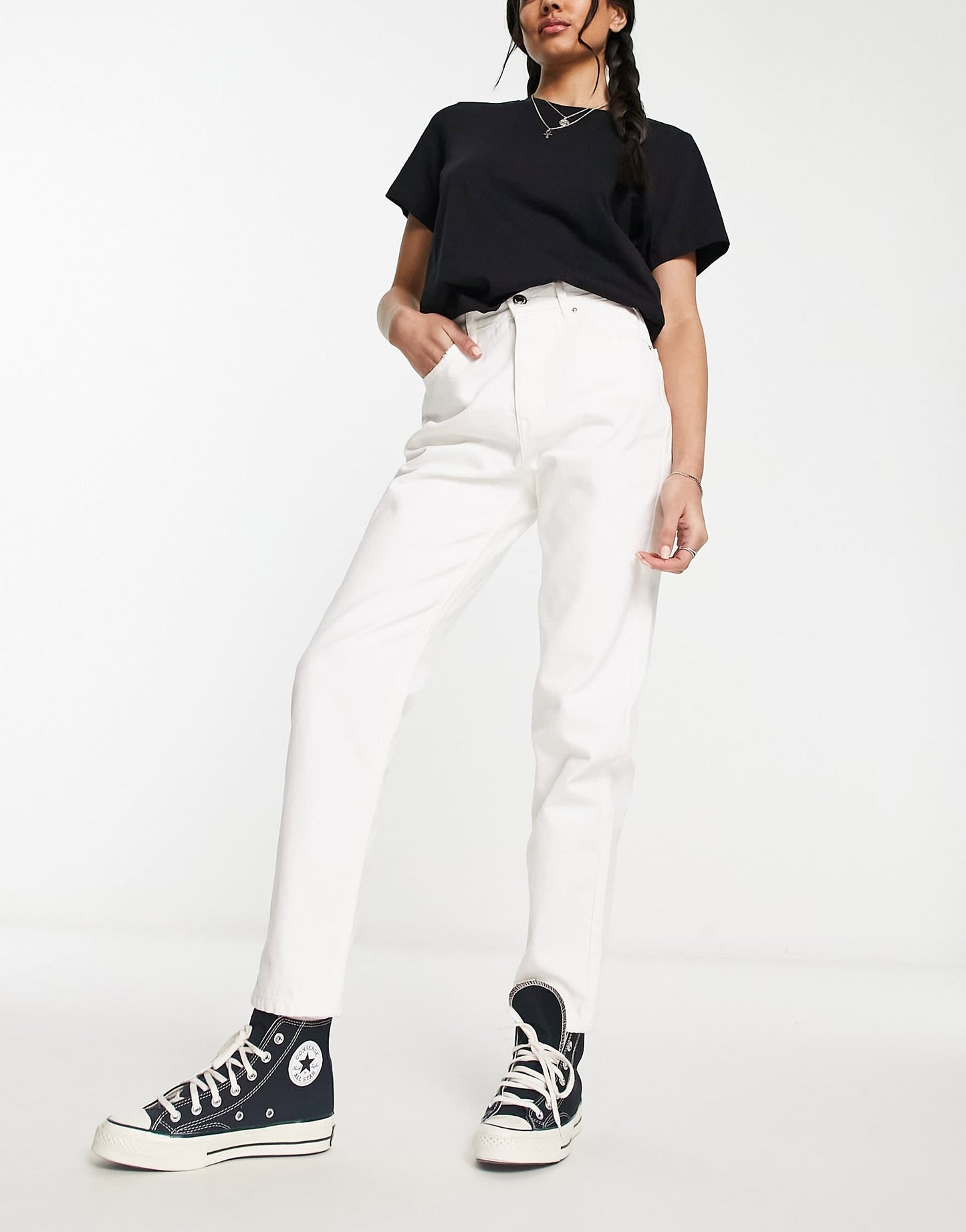 Pull&Bear high waisted mom jeans in white