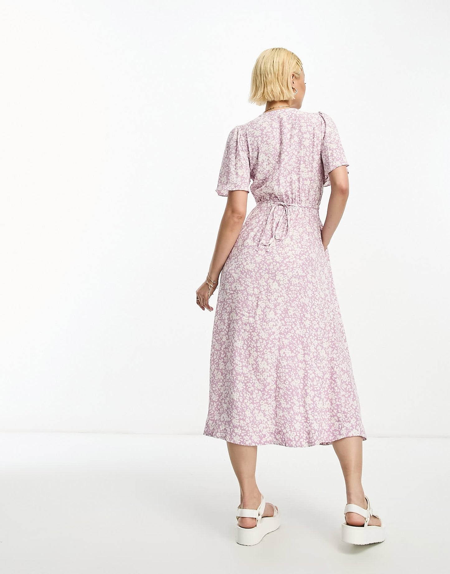& Other Stories flutter sleeve midi dress in multi floral