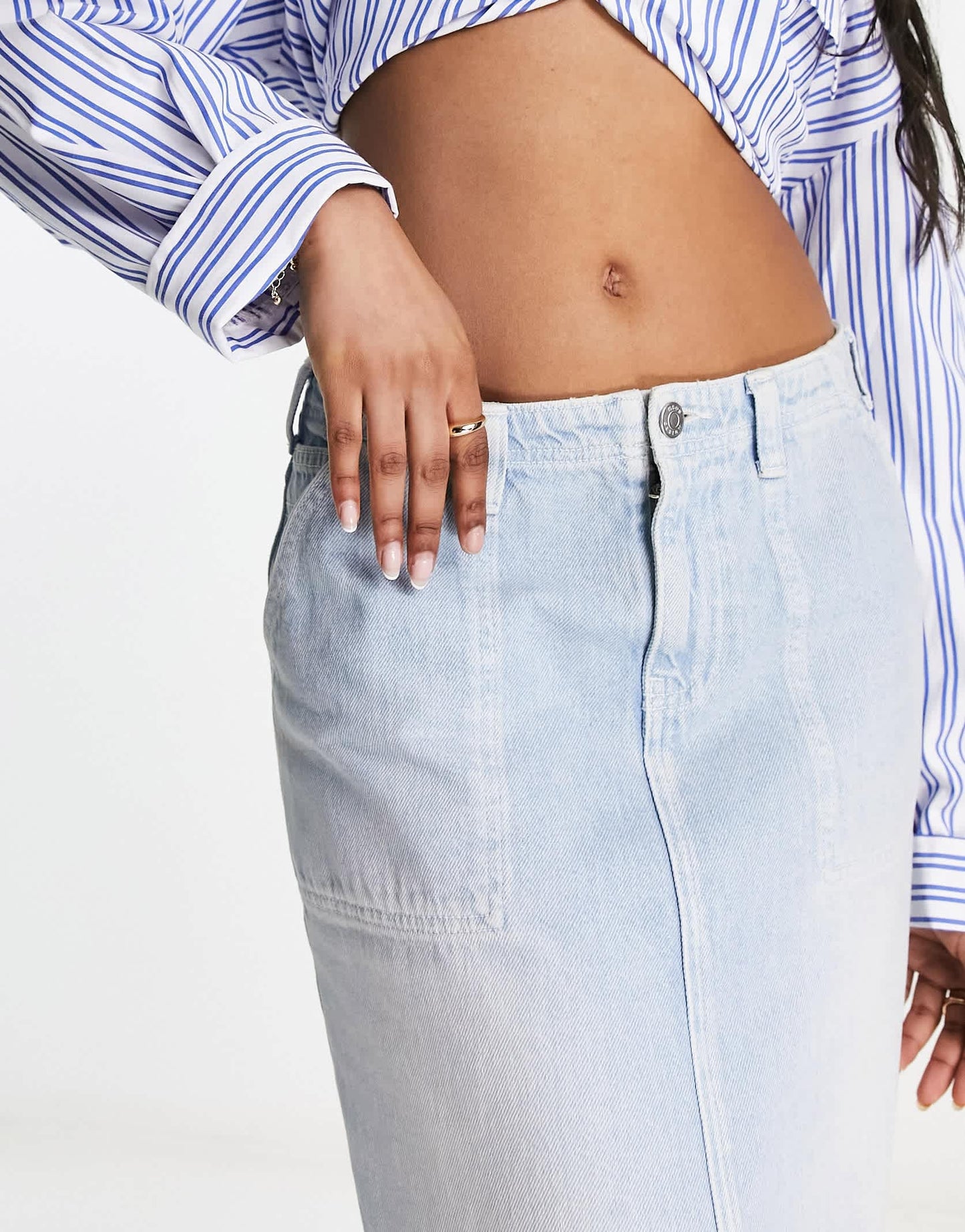 ASOS DESIGN denim cargo maxi skirt in bleach