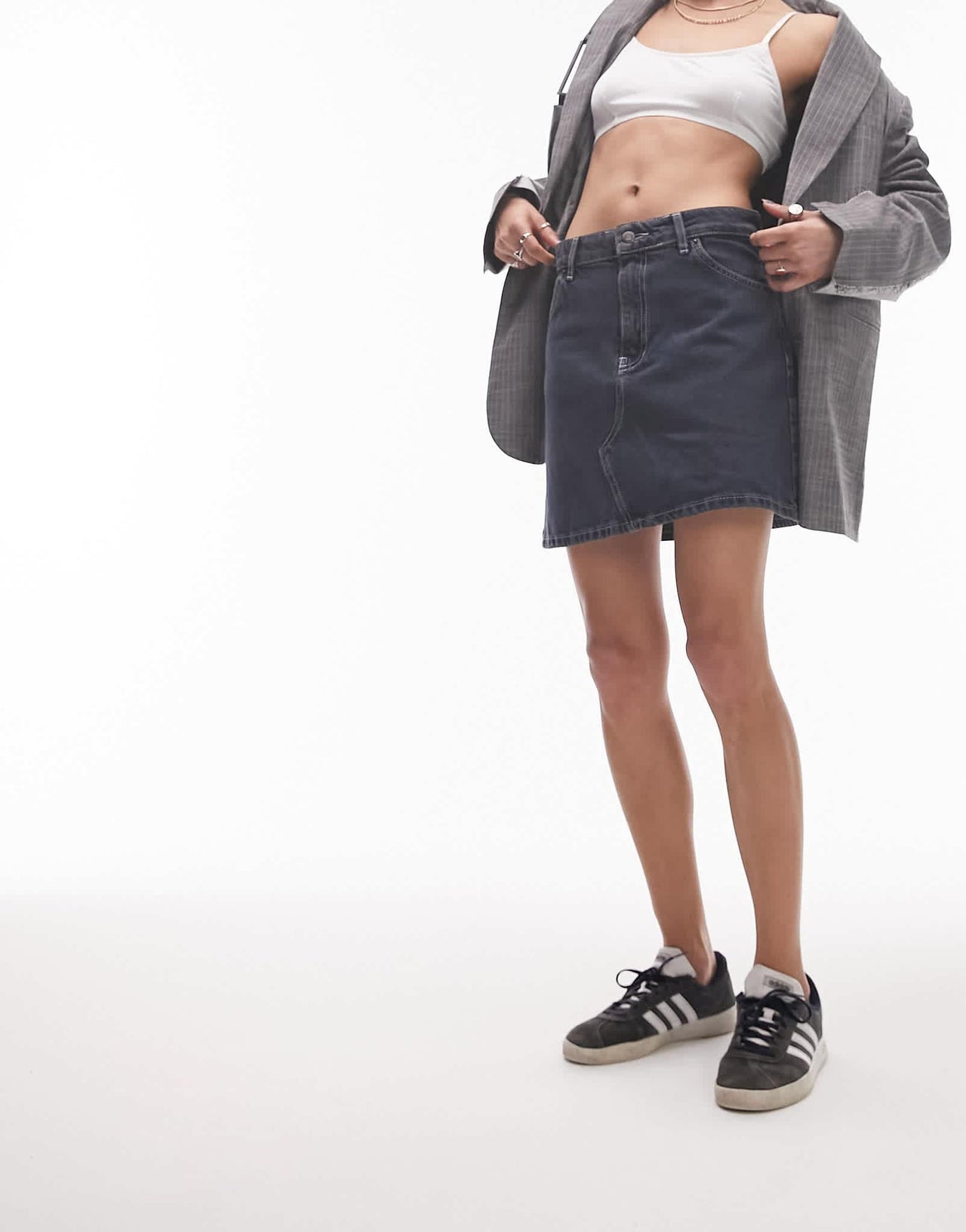 Topshop denim high waisted skirt in blue black