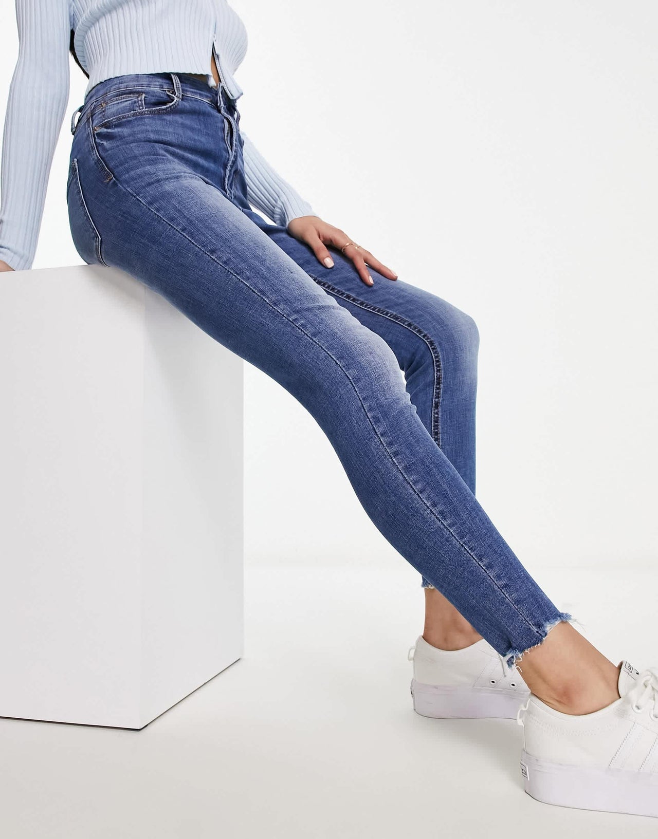 Stradivarius high waist skinny jean in blue