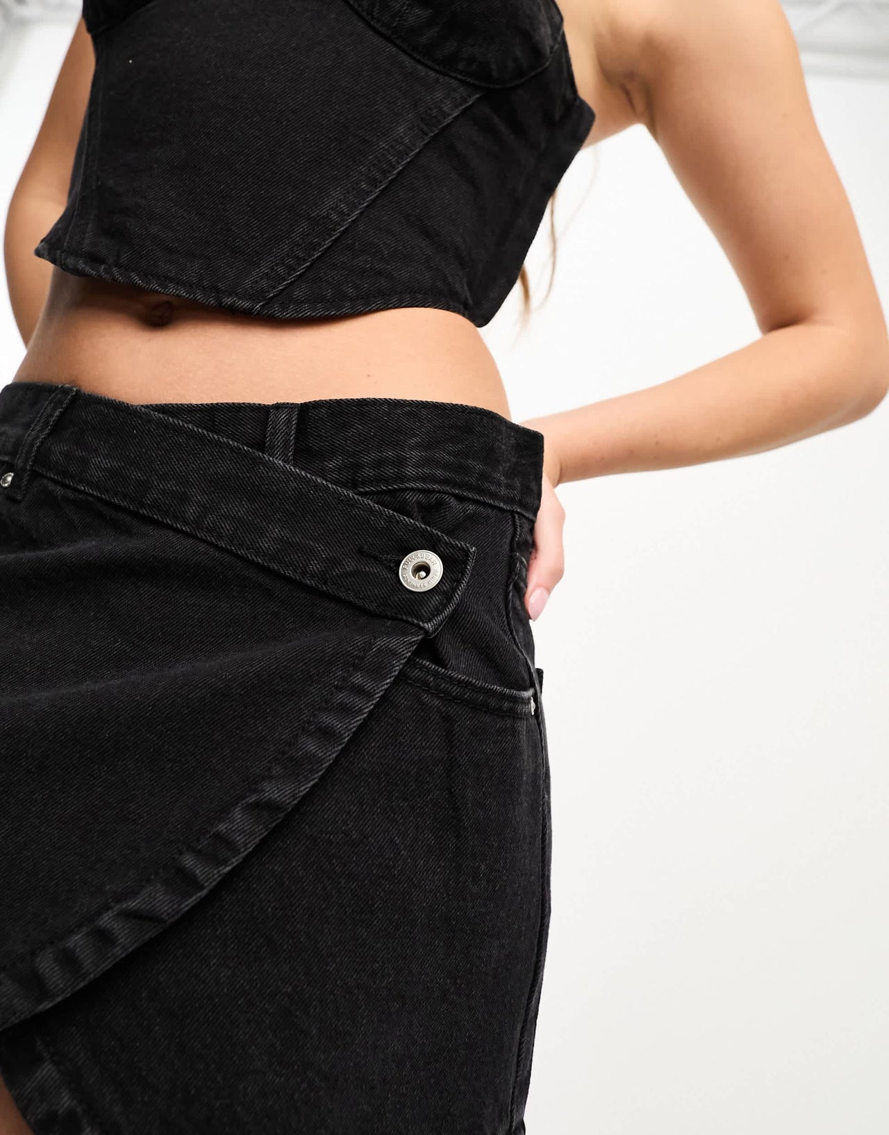 Pull&Bear denim skort co-ord in black
