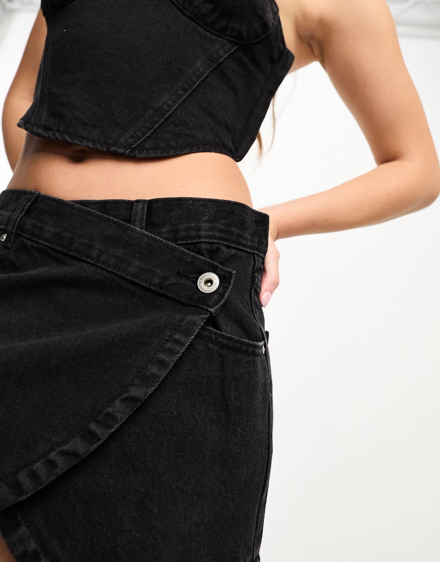 Pull&Bear denim skort co-ord in black