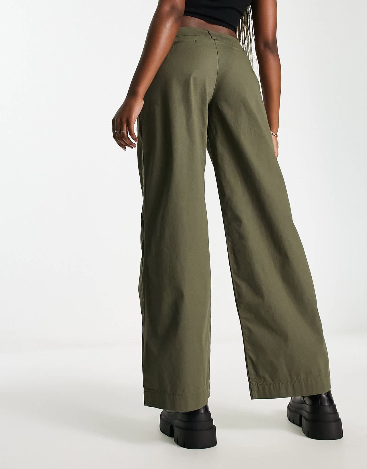 Monki wide leg trousers in khaki