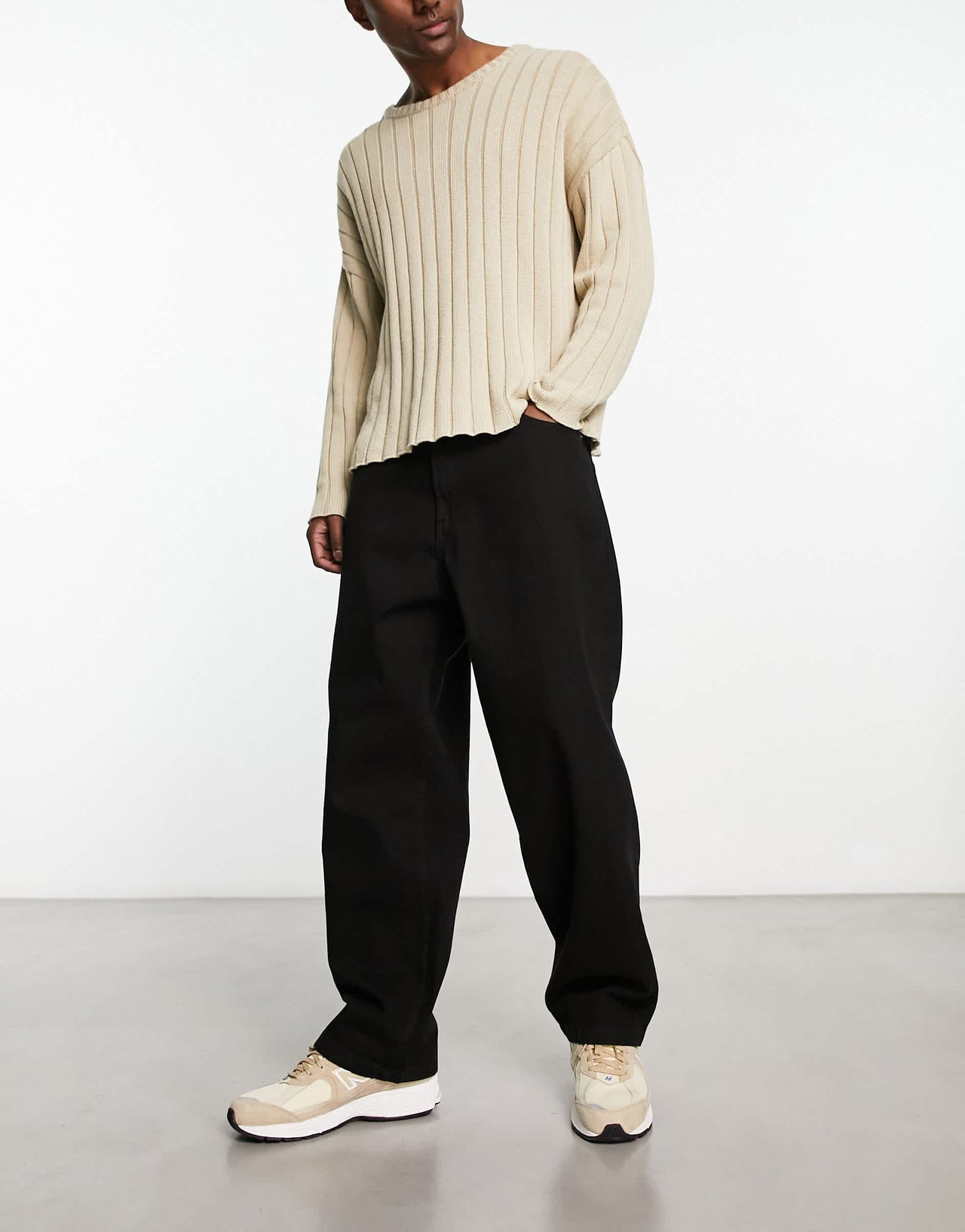 Bershka baggy fit jeans in black