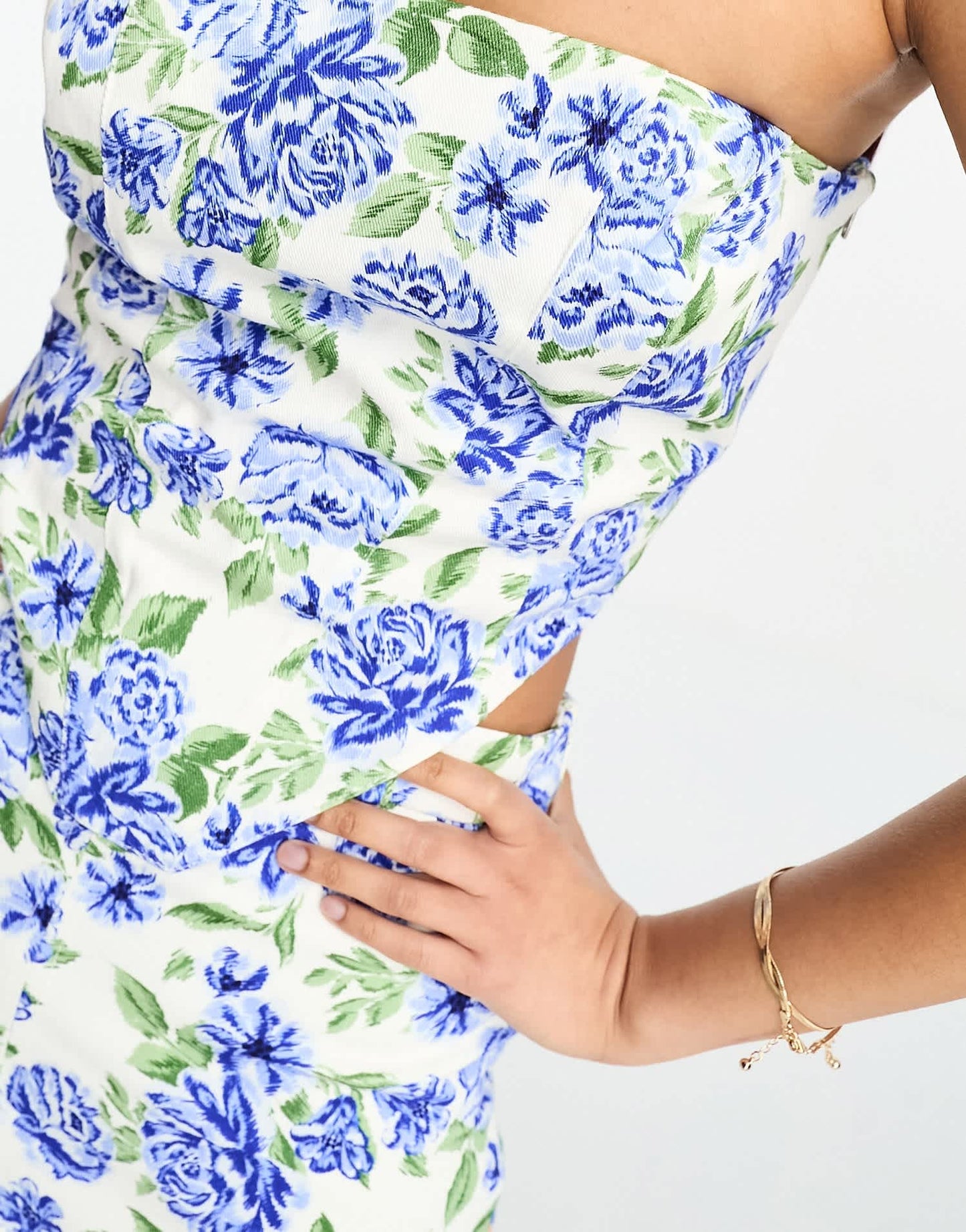 ASOS DESIGN festival twill corset co-ord in blue floral