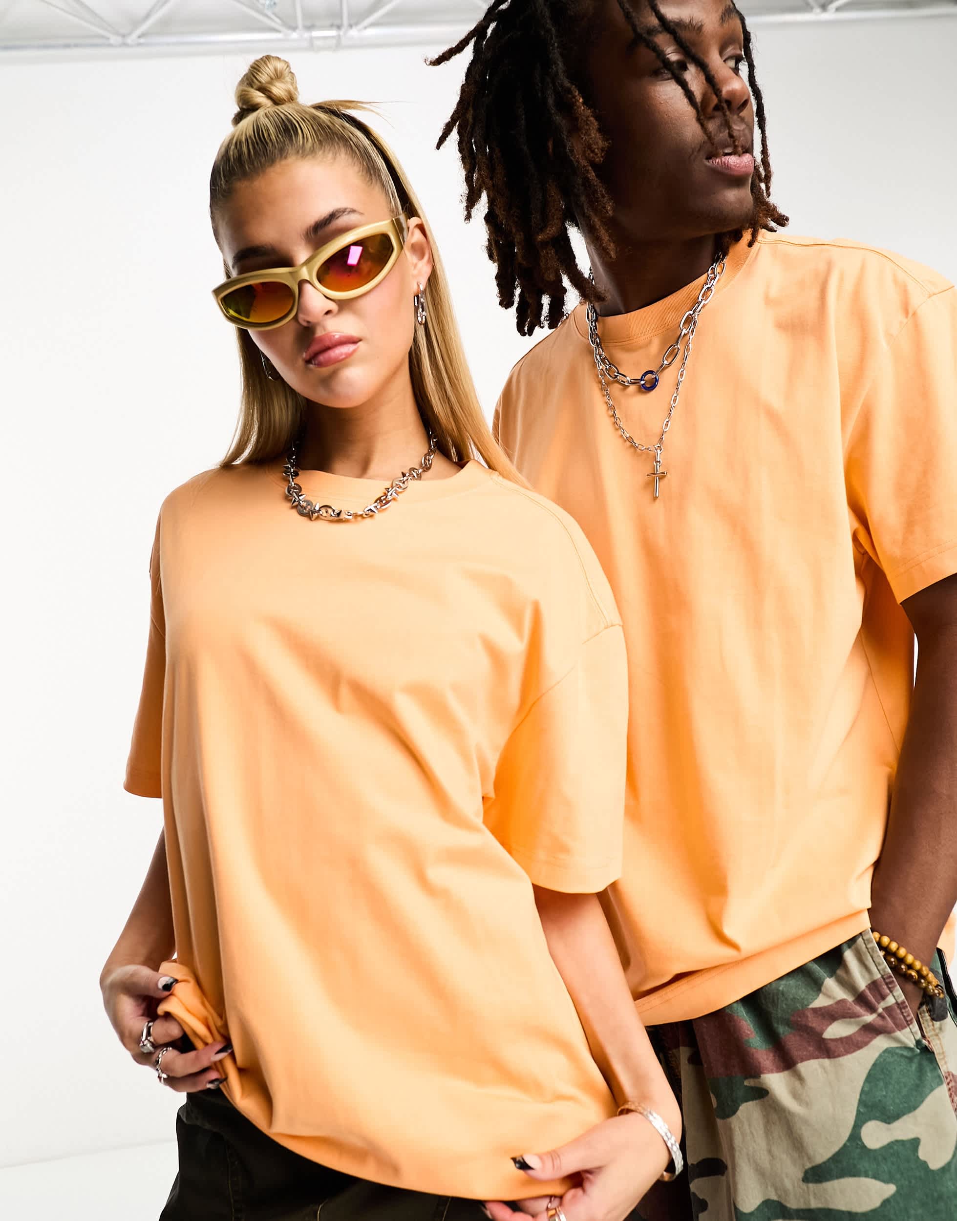 Weekday Unisex oversized t-shirt in orange exclusive to ASOS