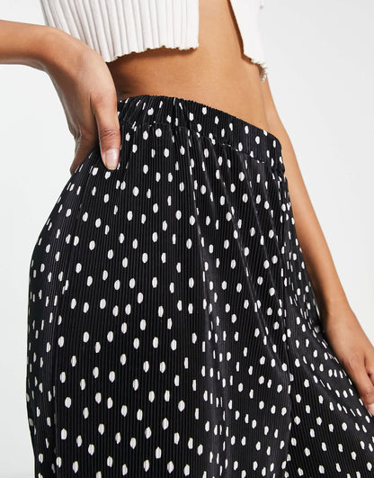 ASOS DESIGN Tall plisse wide leg trouser culottes in mono spot