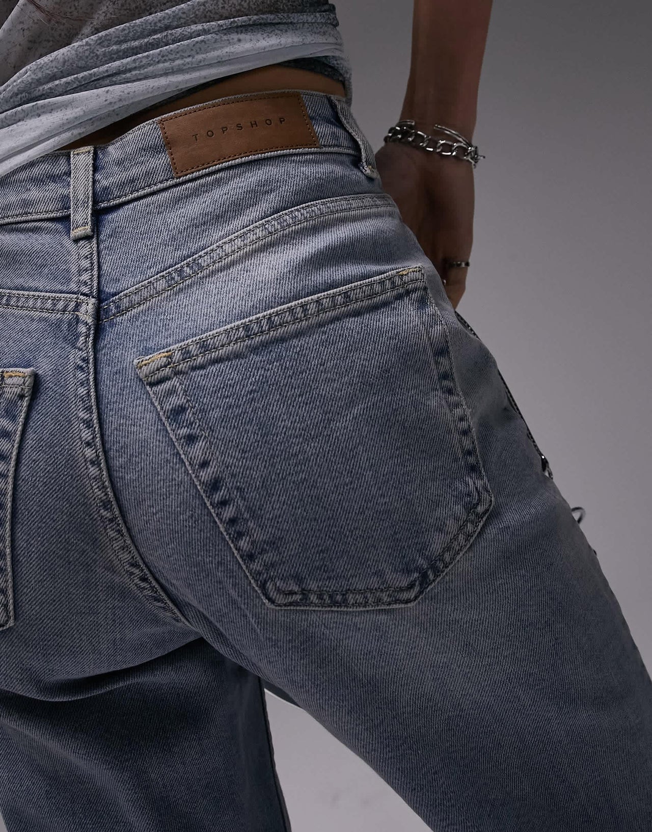 Topshop comfort stretch Mom high rise jean in bleach