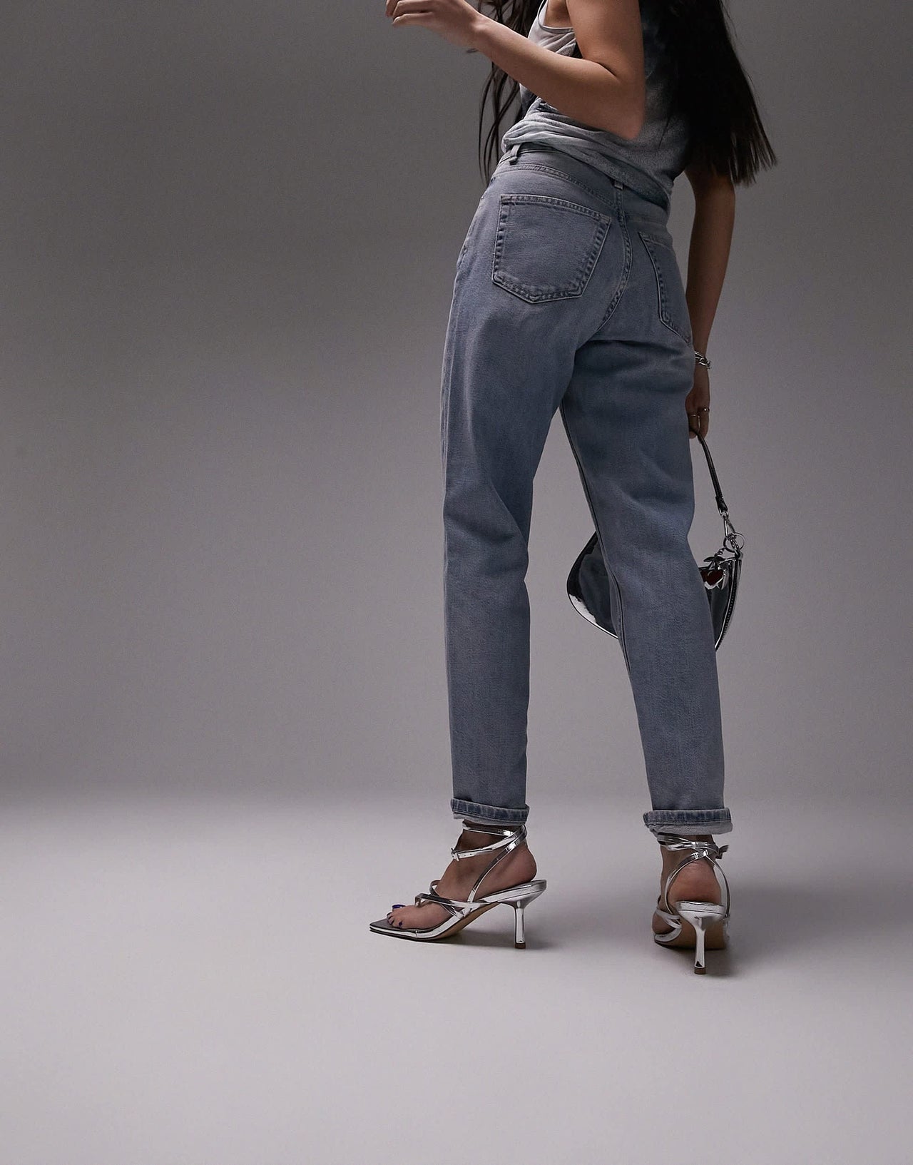 Topshop comfort stretch Mom high rise jean in bleach