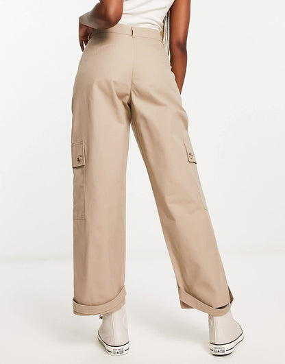 Stradivarius tailored utility cargo trouser in stone