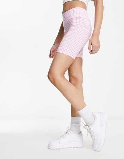 ellesse Azzolino shorts in pink gingham check