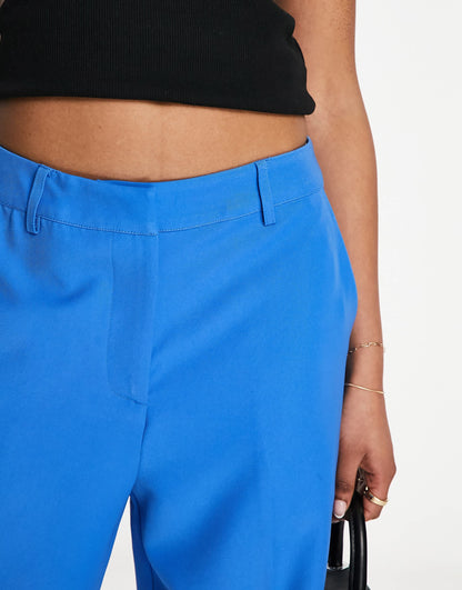 NA-KD x Maddy Nigmatullin co-ord straight leg tailored trousers in blue