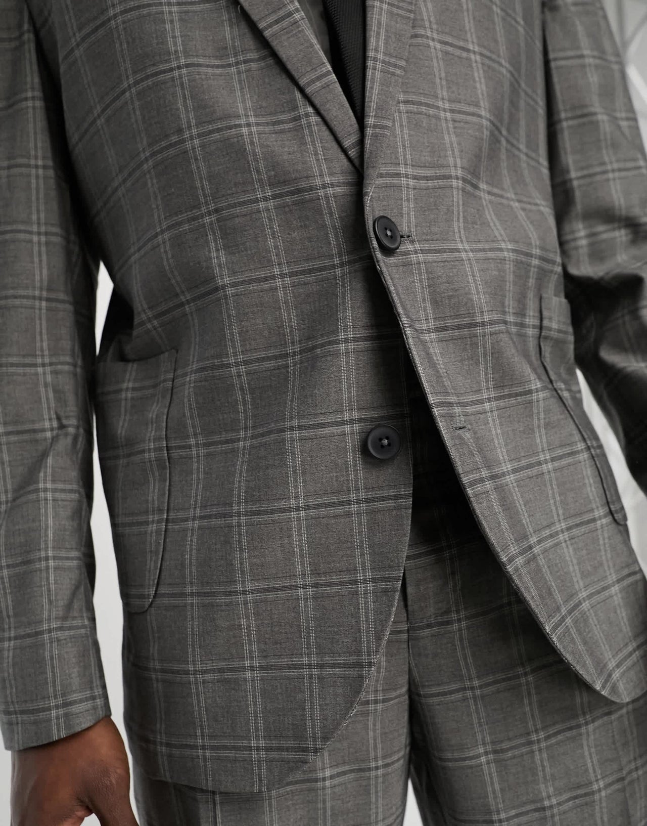 New Look relaxed suit jacket in grey heritage check