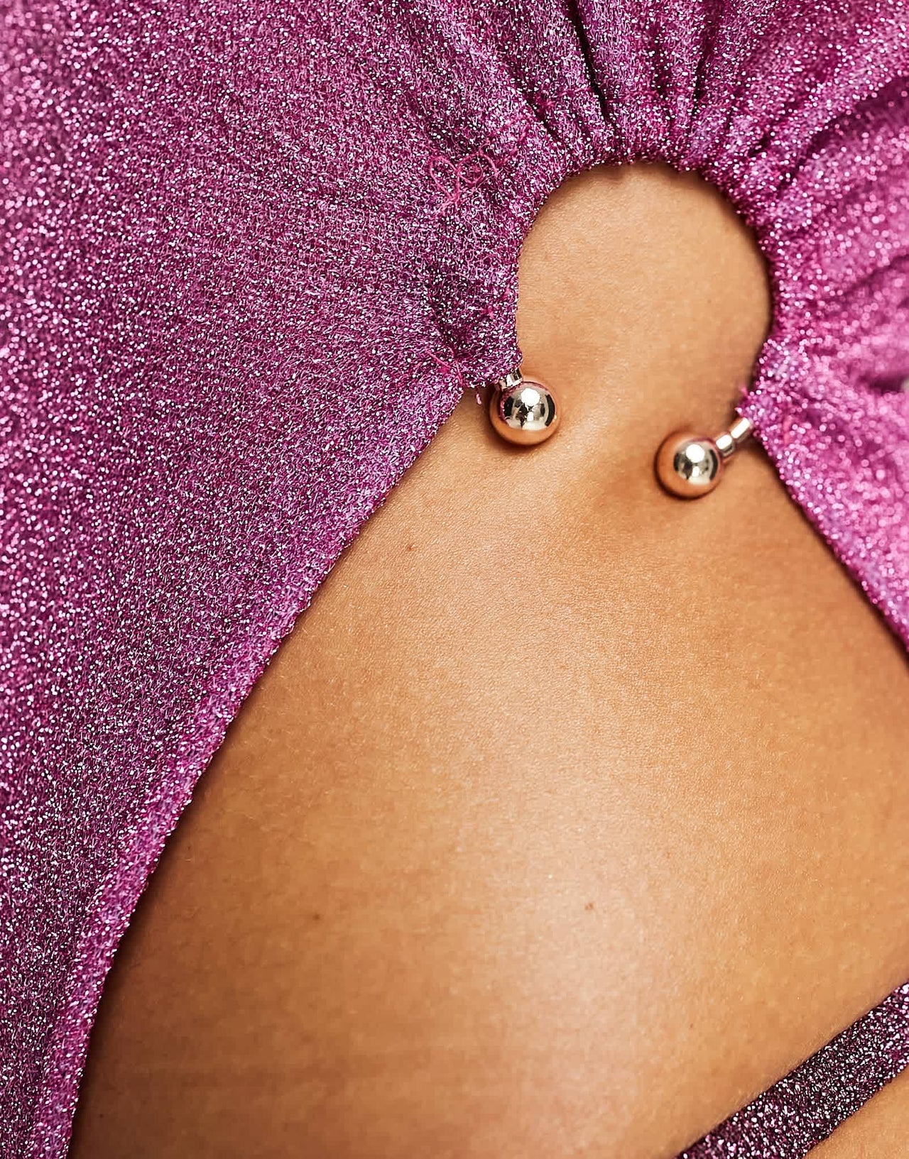 ASOS DESIGN glitter beach cover up with ring detail in pink