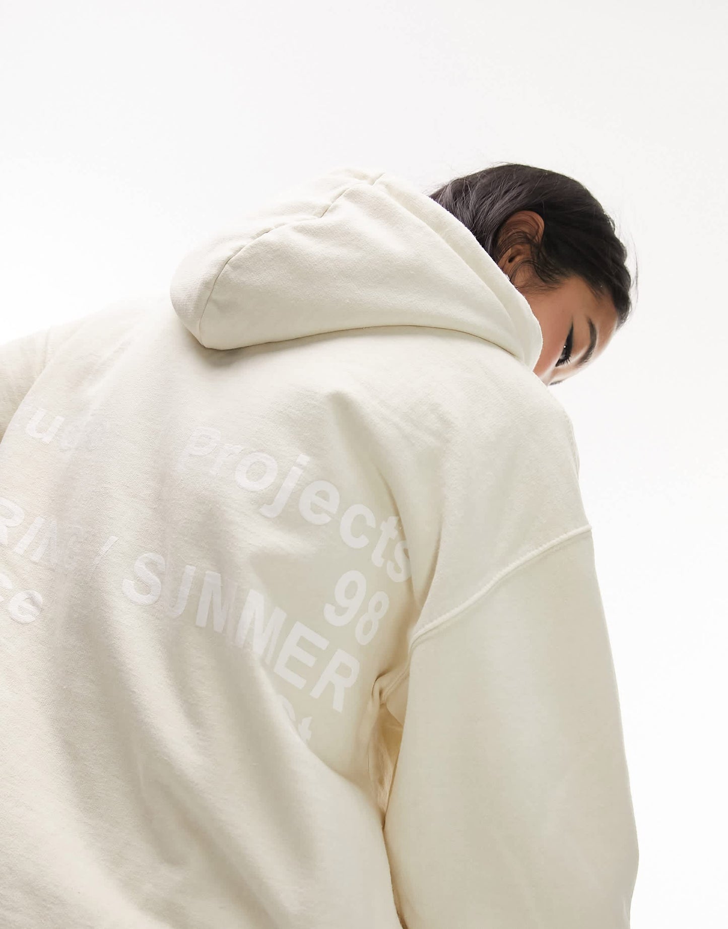 Topshop co ord premium graphic studio oversized hoodie in oat marl