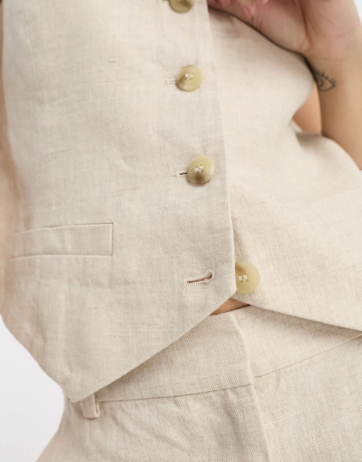 & Other Stories linen mix waist coat in beige