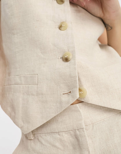 & Other Stories linen mix waist coat in beige