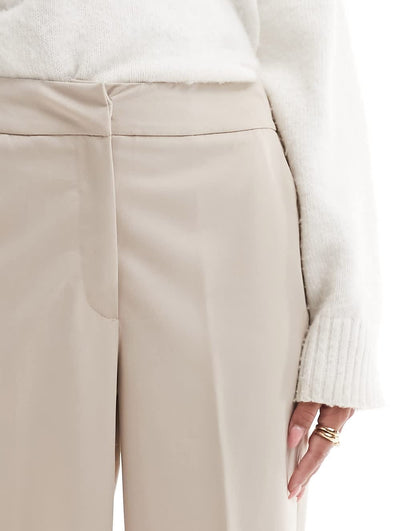 Vila wide tapered leg tailored trousers in stone