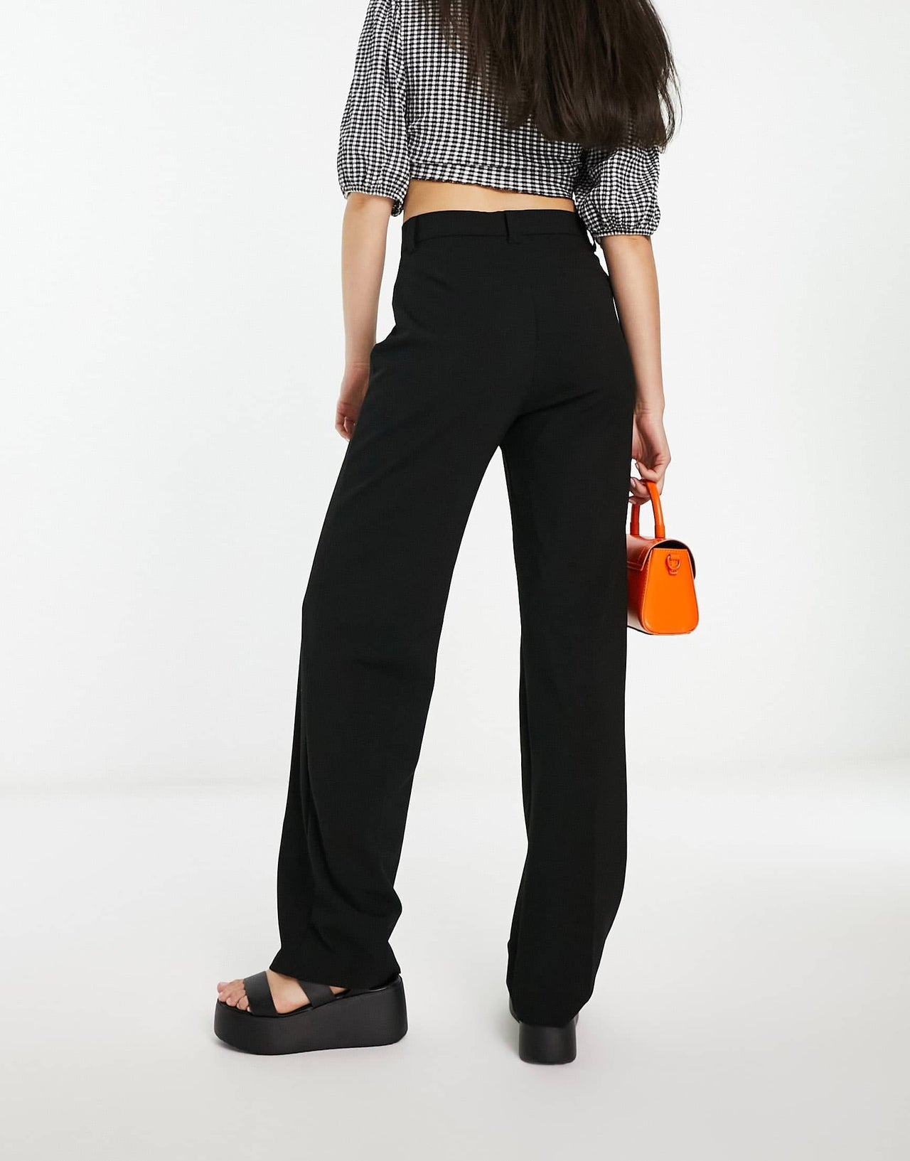 Pull&Bear high waisted tailored trousers in black