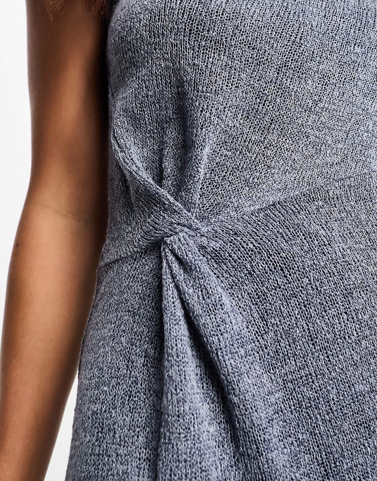 Pull&Bear sleeveless maxi dress with split detail in blue marl