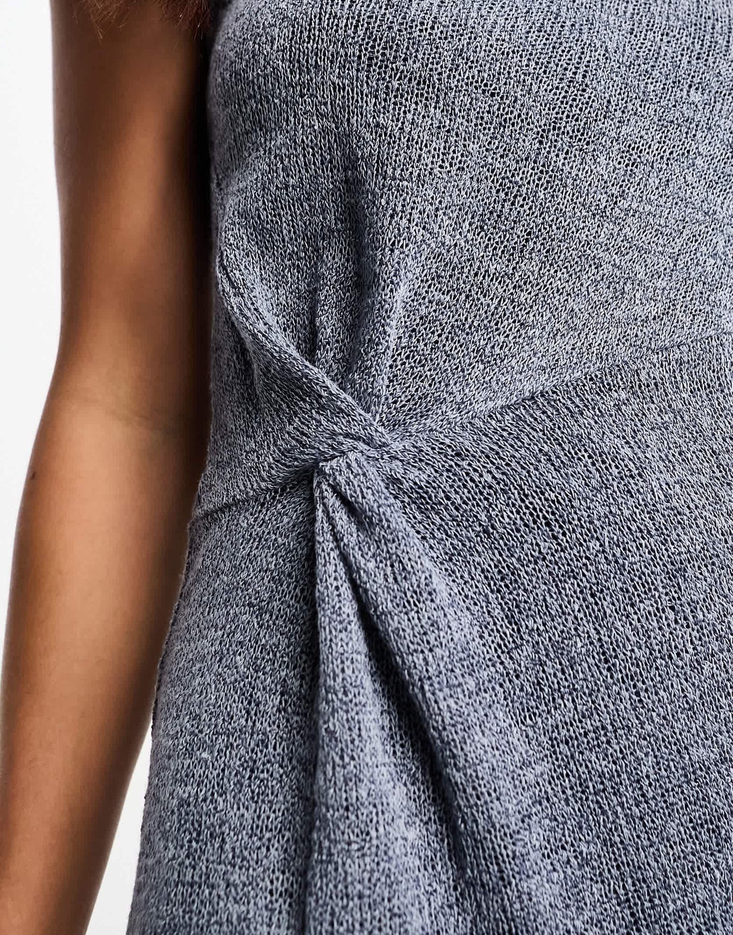 Pull&Bear sleeveless maxi dress with split detail in blue marl