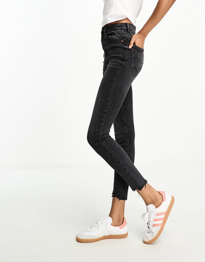 Stradivarius Tall super high waist skinny jean in black wash