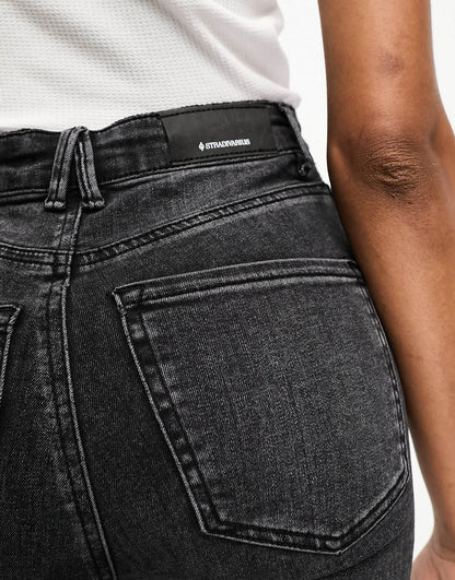 Stradivarius Tall super high waist skinny jean in black wash