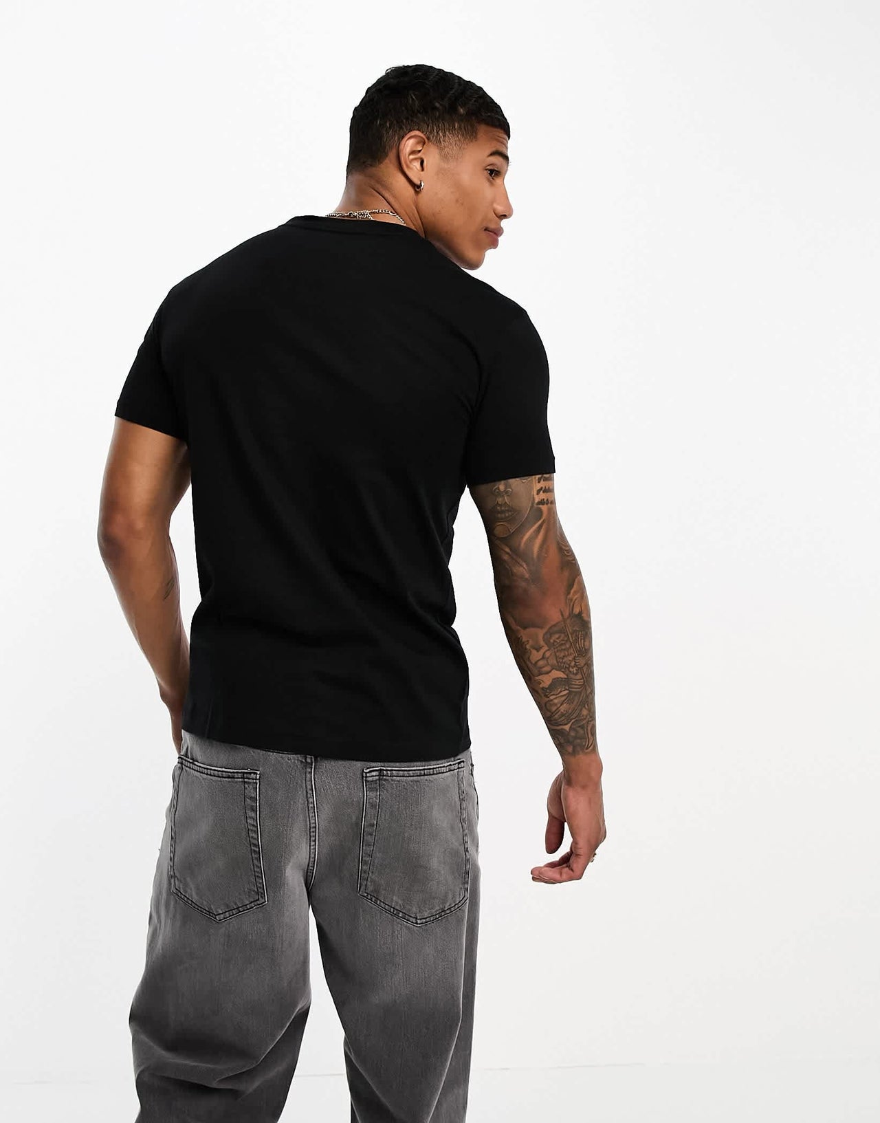 Calvin Klein Jeans stacked outline logo t-shirt in black