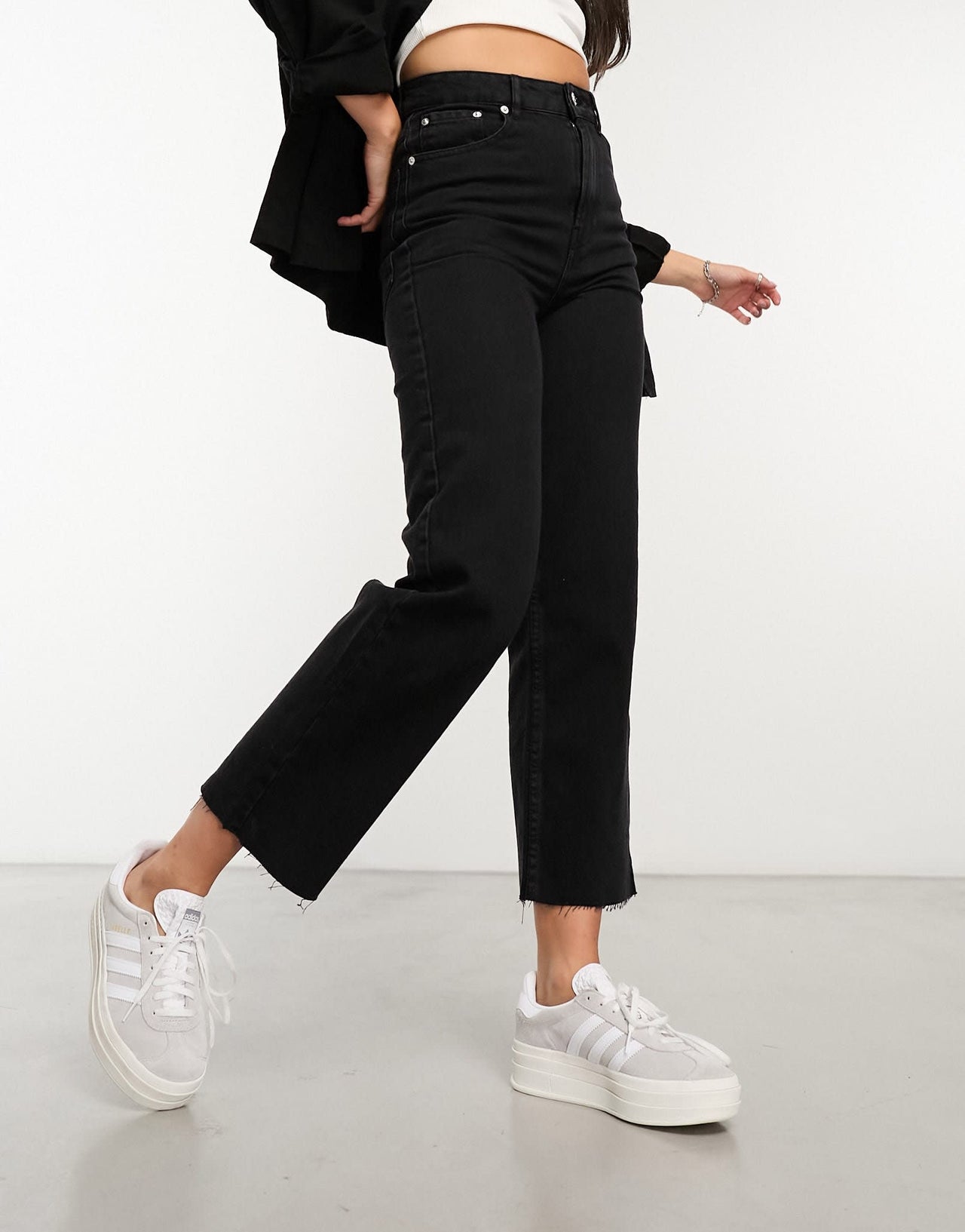 ASOS DESIGN ankle grazer straight leg jeans in black - BLACK