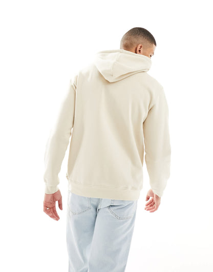 Selected Homme hoodie with embroidered logo in beige