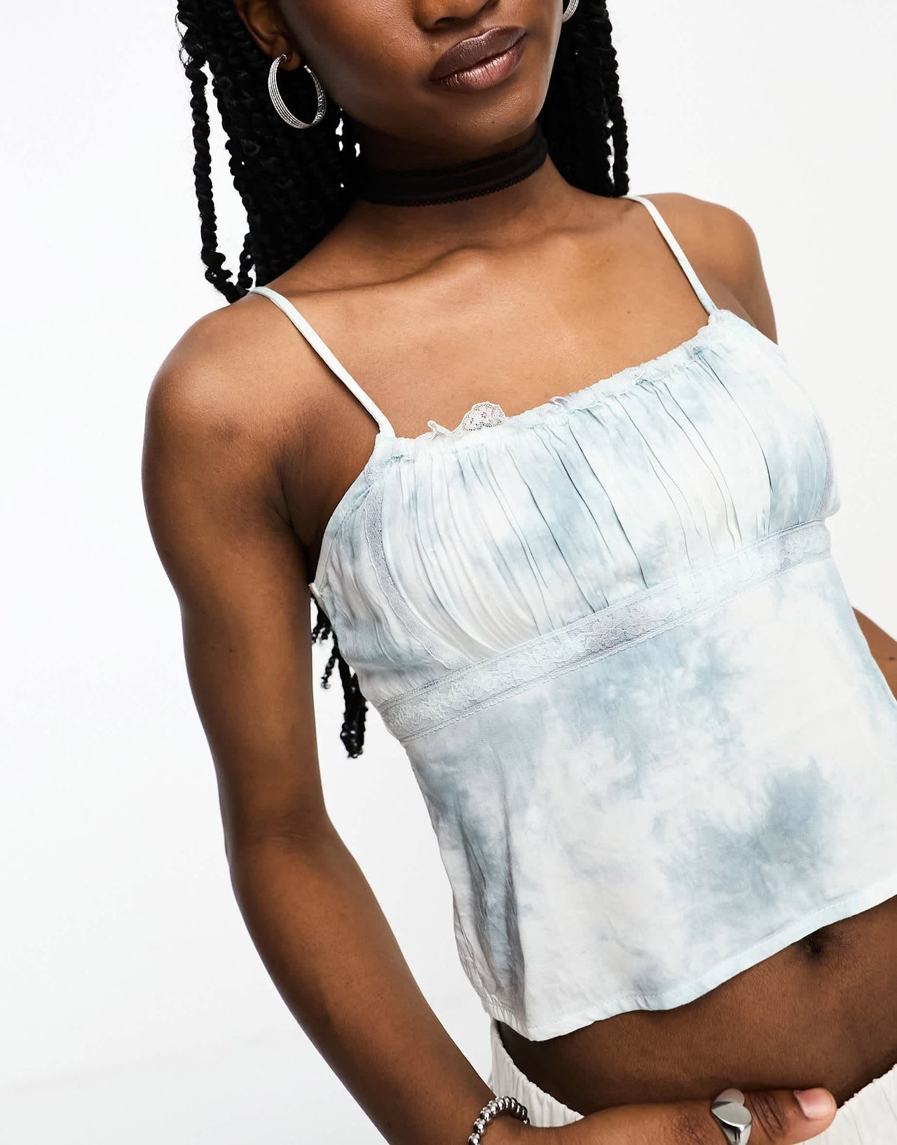 COLLUSION tie dye lace trim cami in multi