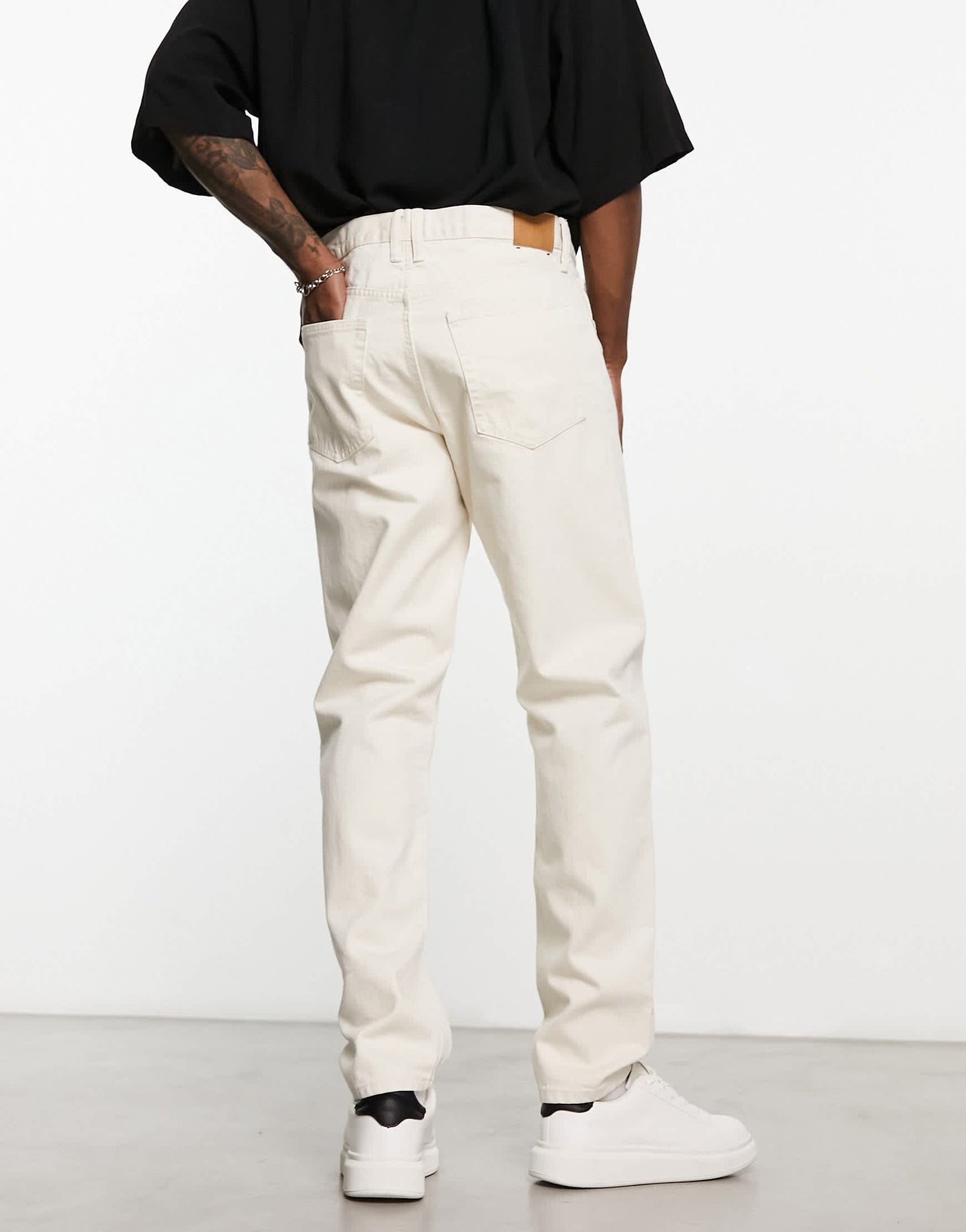 Weekday Barrel relaxed fit tapered leg jeans in ecru