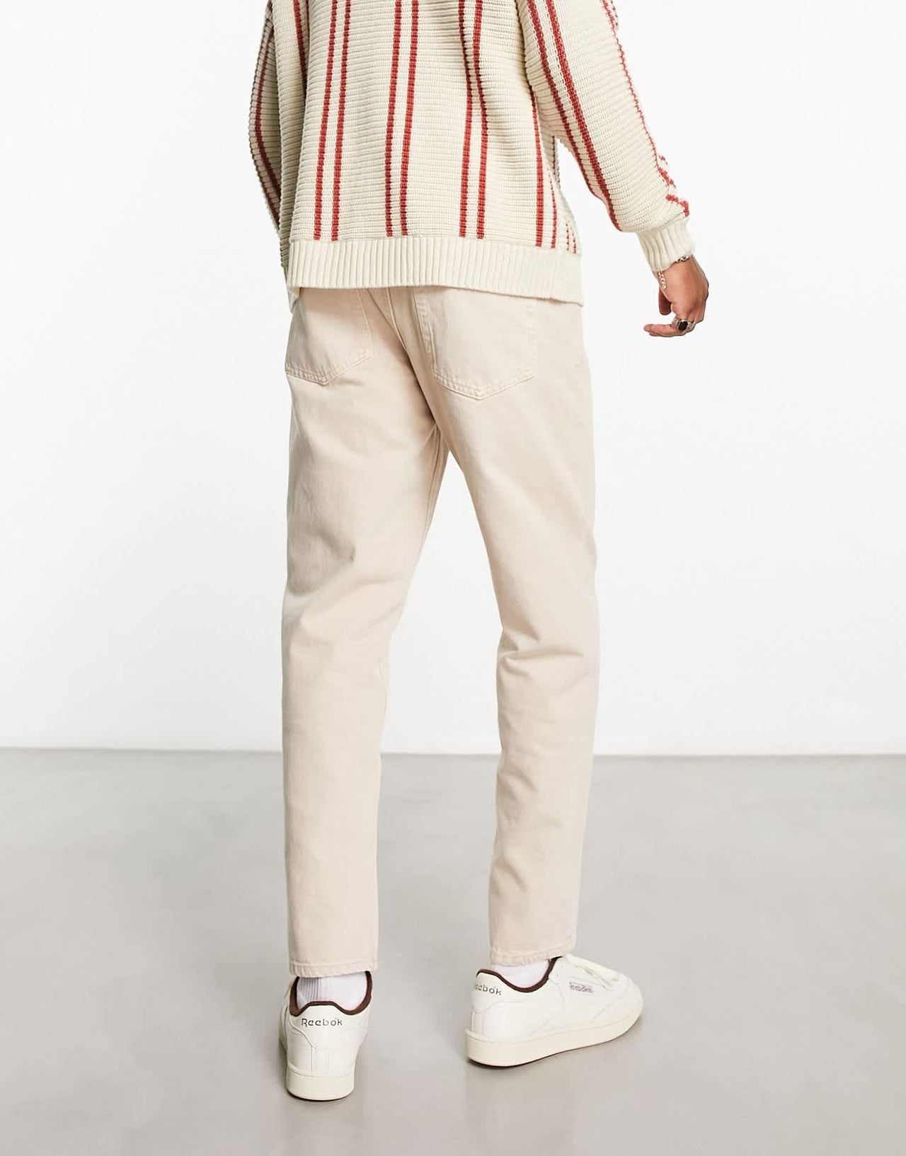 Bershka straight vintage jeans in beige