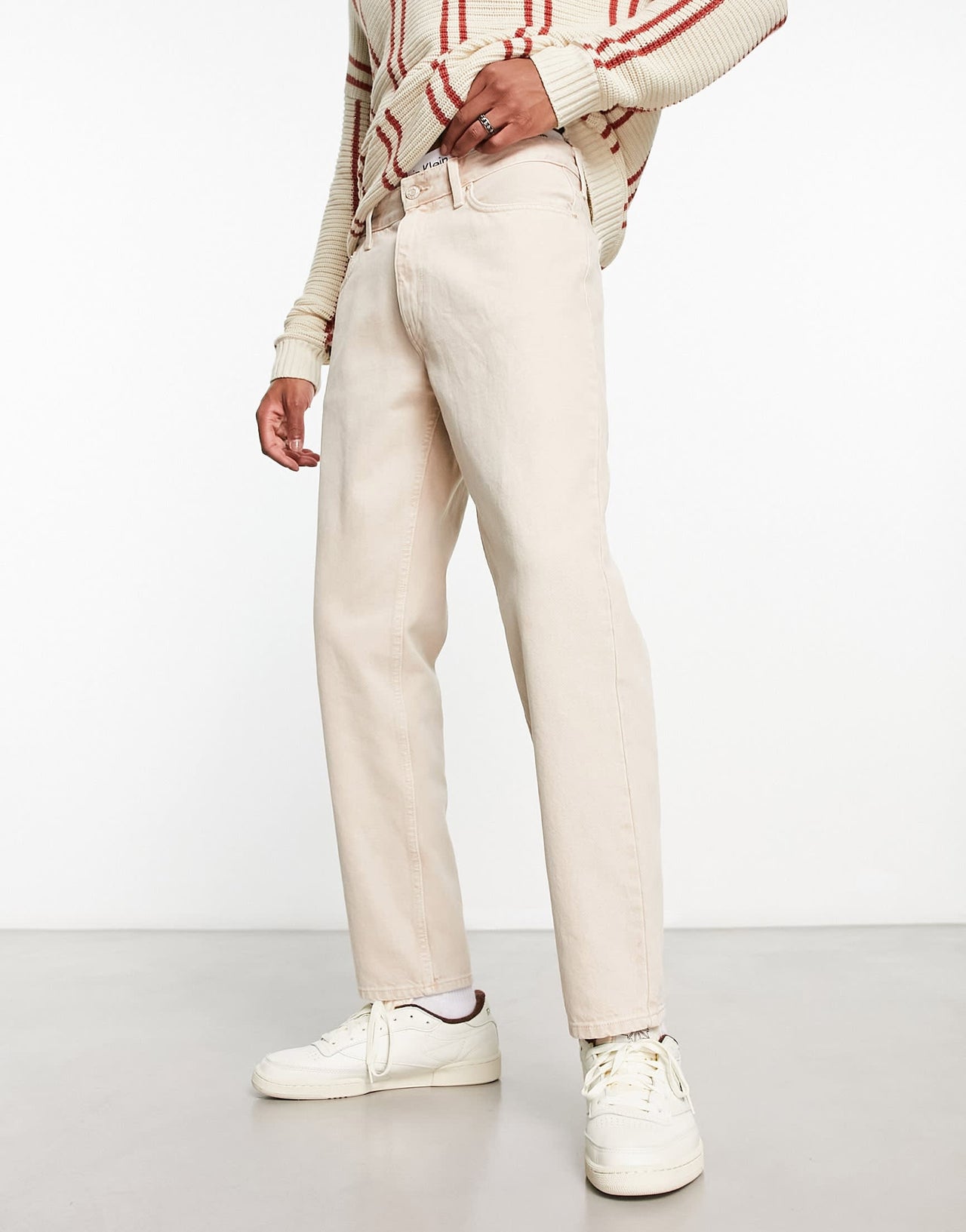 Bershka straight vintage jeans in beige