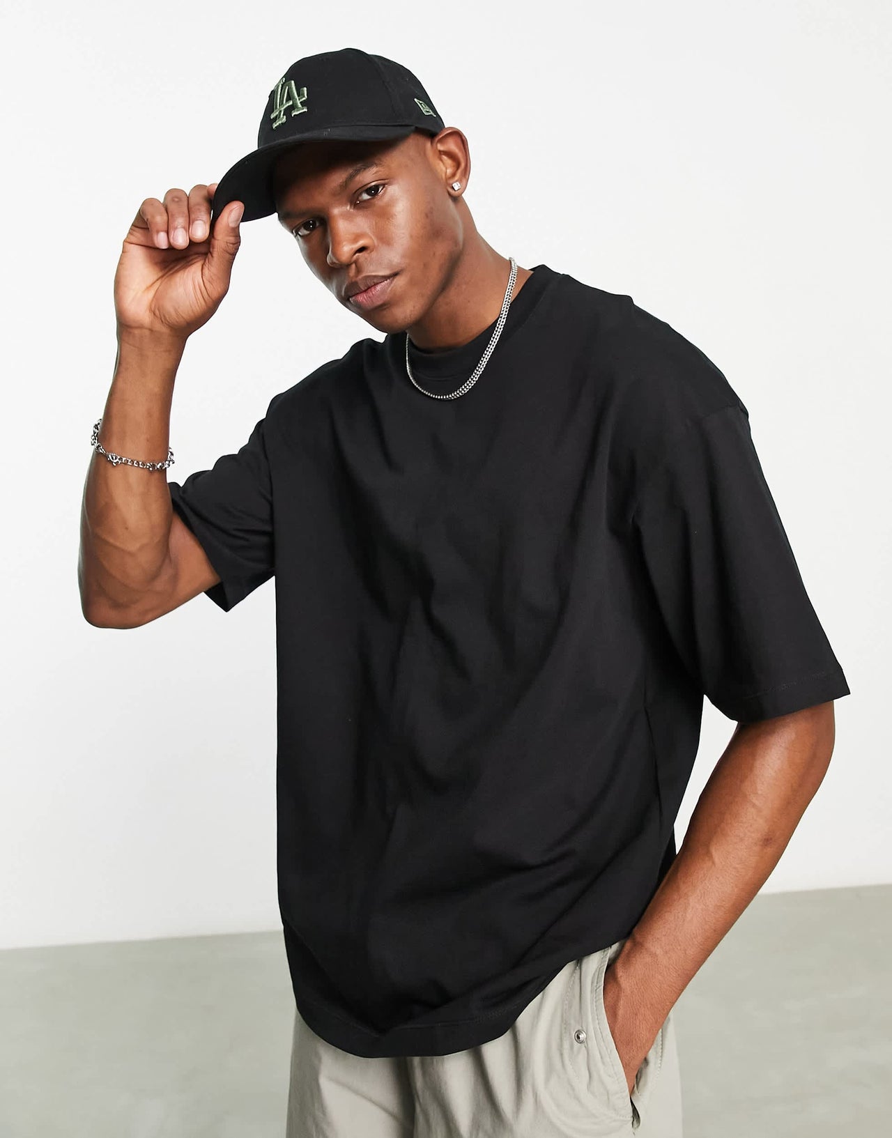 Bershka oversized basic t-shirt in black