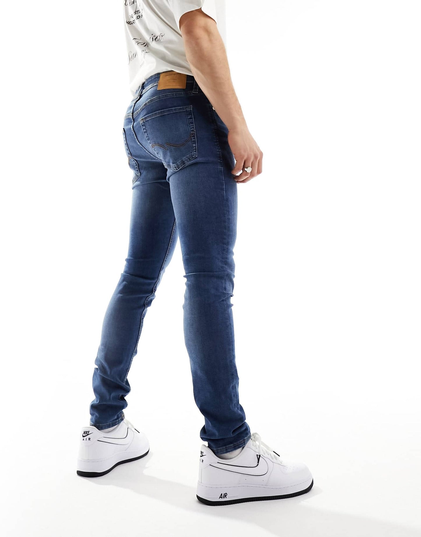 Jack & Jones Liam skinny jeans in mid blue