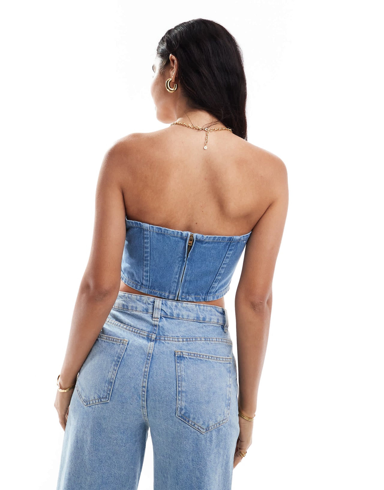Wrangler denim corset top in light blue