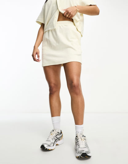 Urban Classics co-ord towelling mini skirt in white