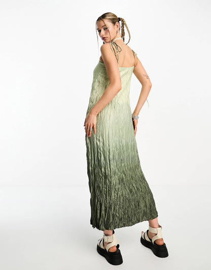 Weekday Ina crinkle midi dress in ombre print