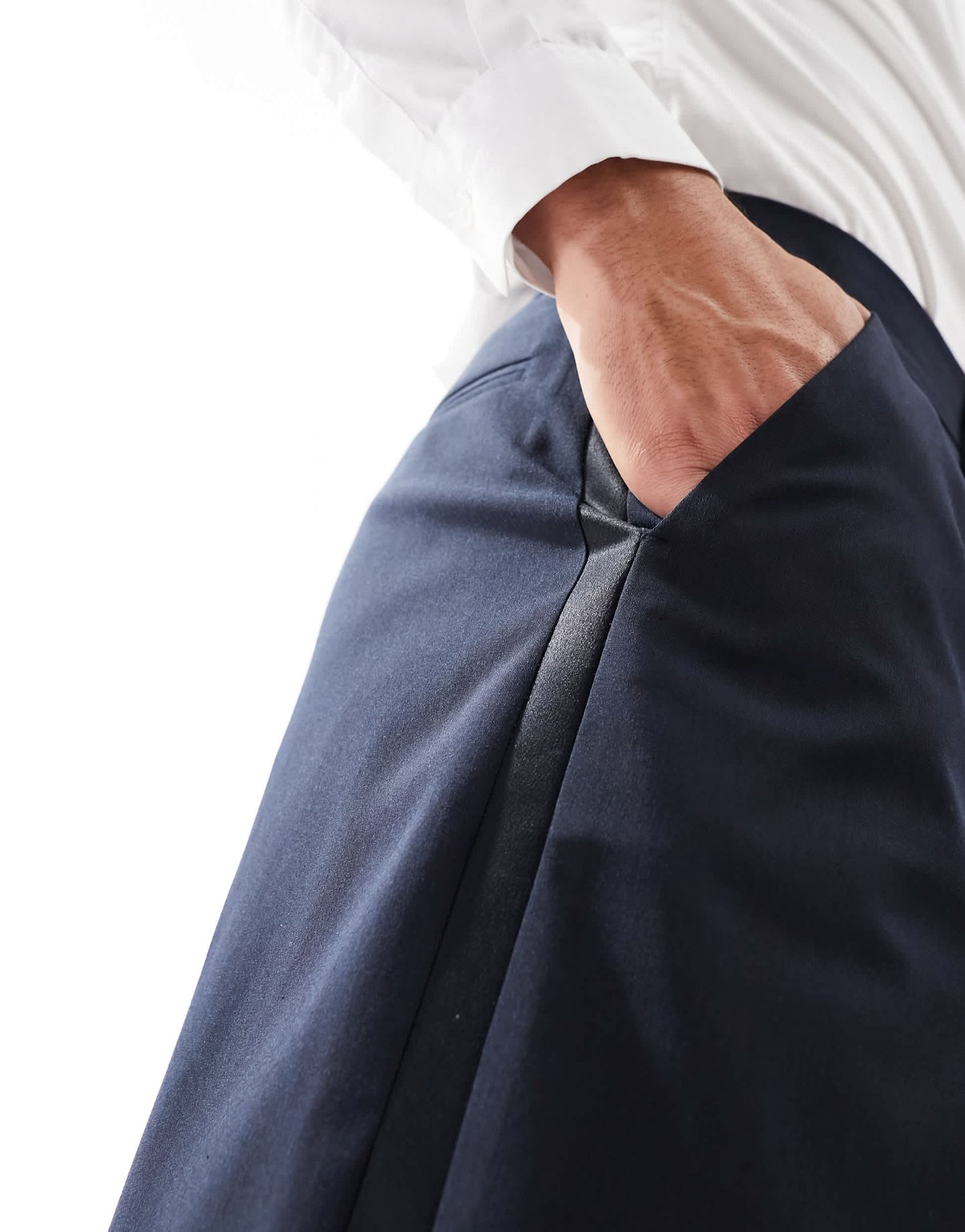 ASOS DESIGN wide tuxedo suit trouser in navy
