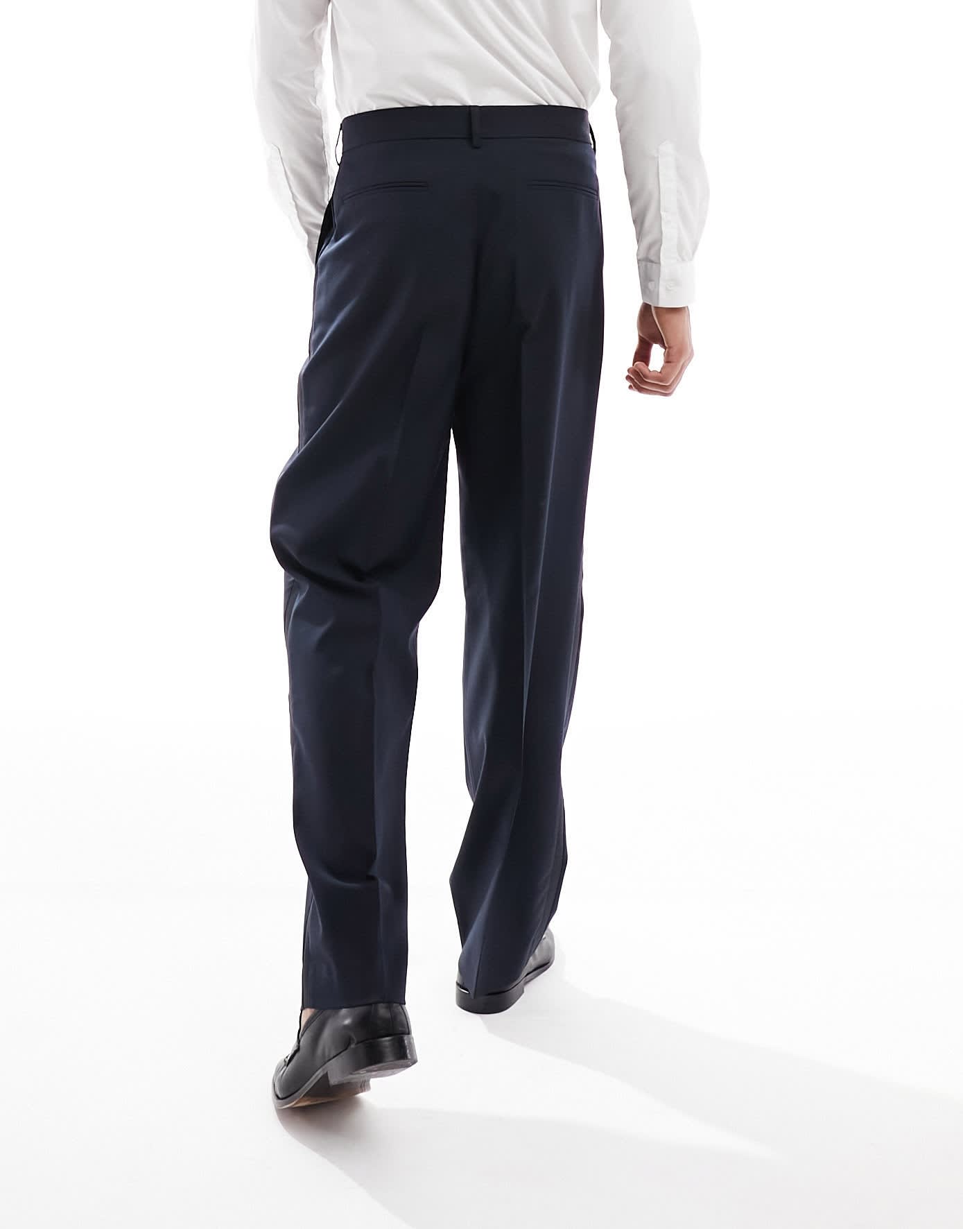 ASOS DESIGN wide tuxedo suit trouser in navy