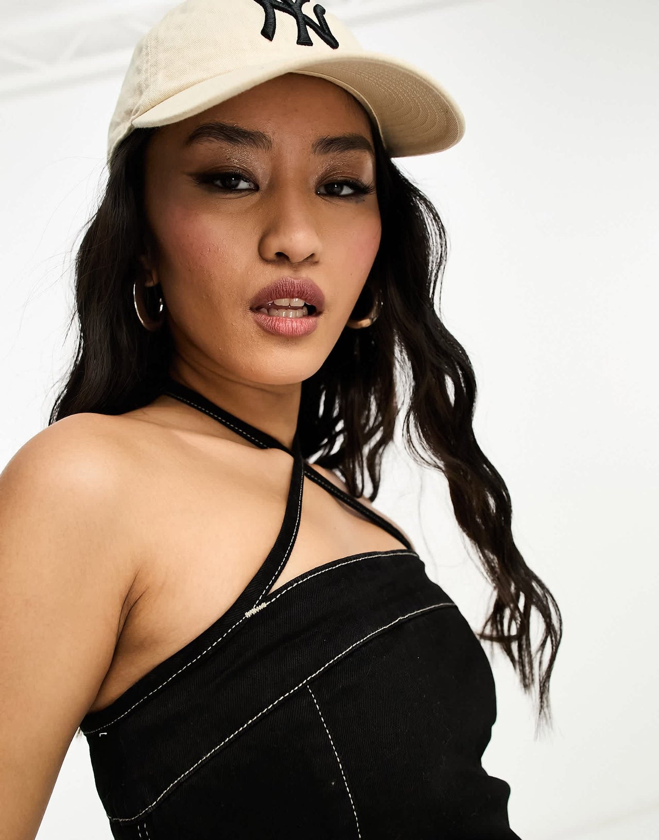 Weekday Sierra denim halter neck top in black rinse