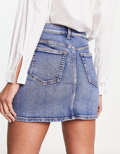 & Other Stories cotton denim mini skirt in Vikas Blue