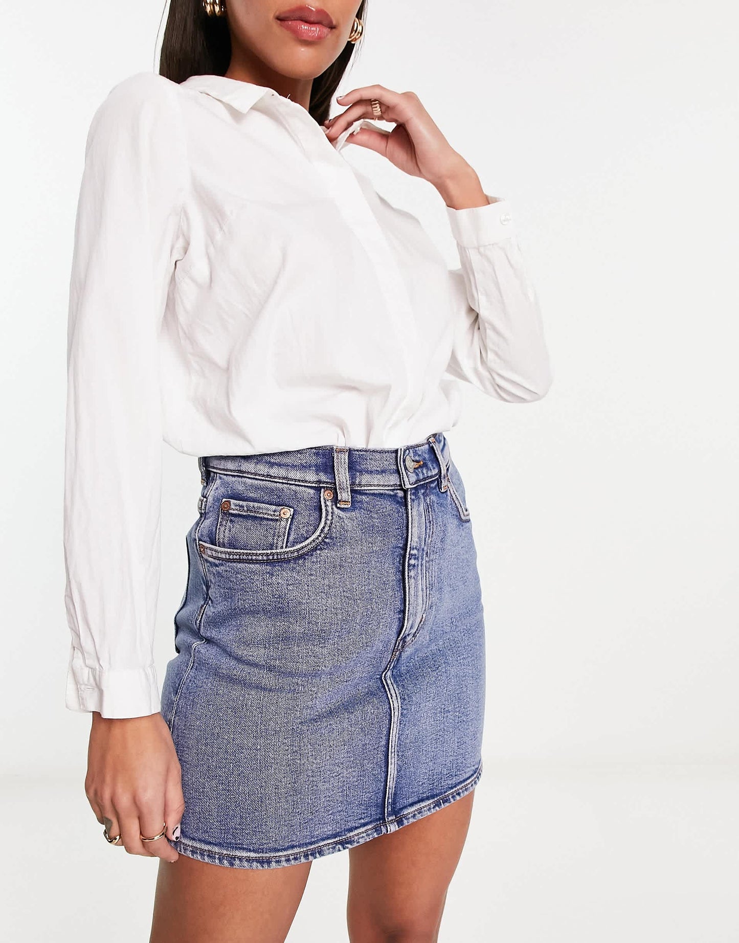 & Other Stories cotton denim mini skirt in Vikas Blue