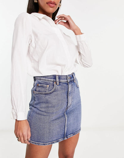 & Other Stories cotton denim mini skirt in Vikas Blue