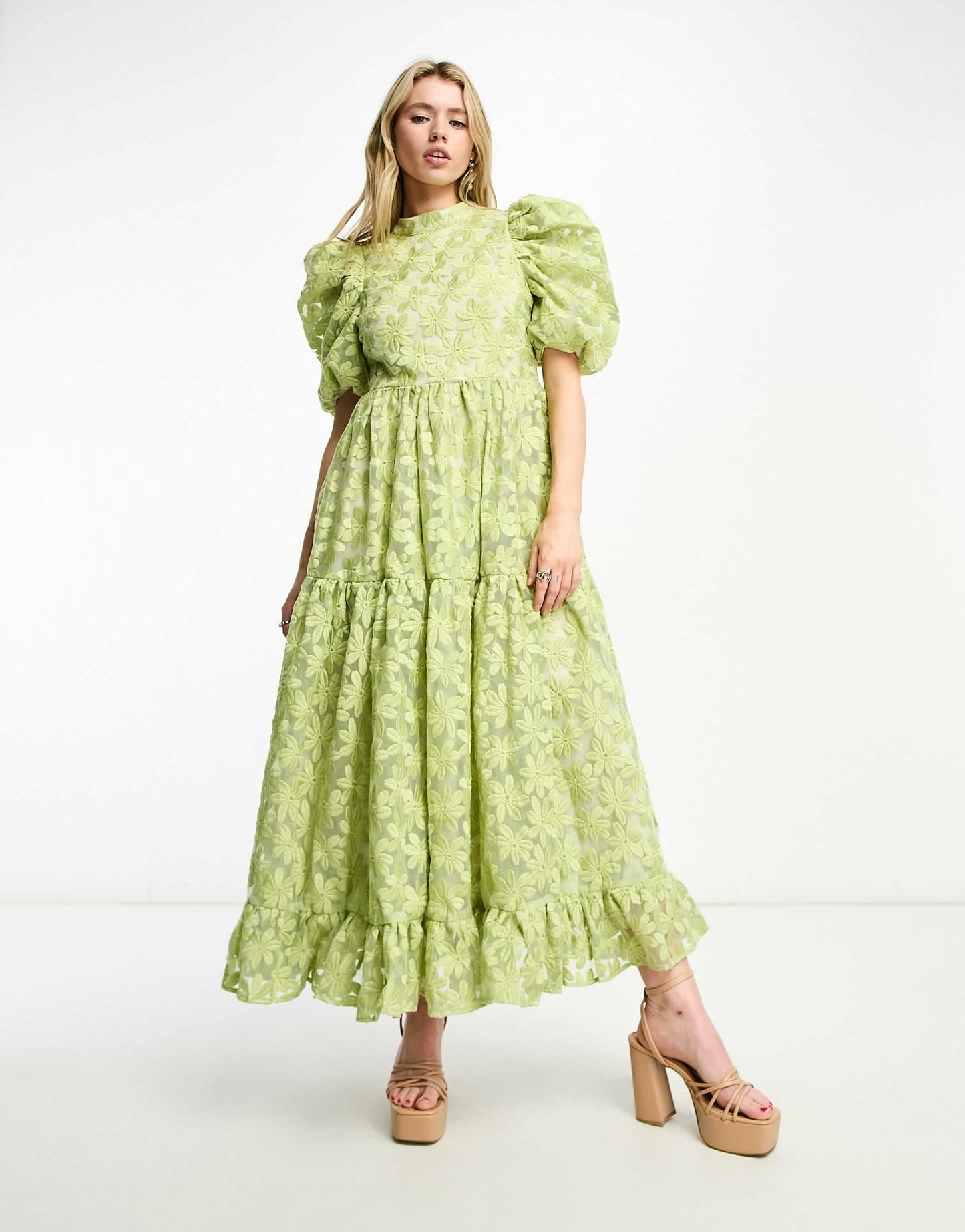 Dream Sister Jane floral embroidered maxi dress in sage green