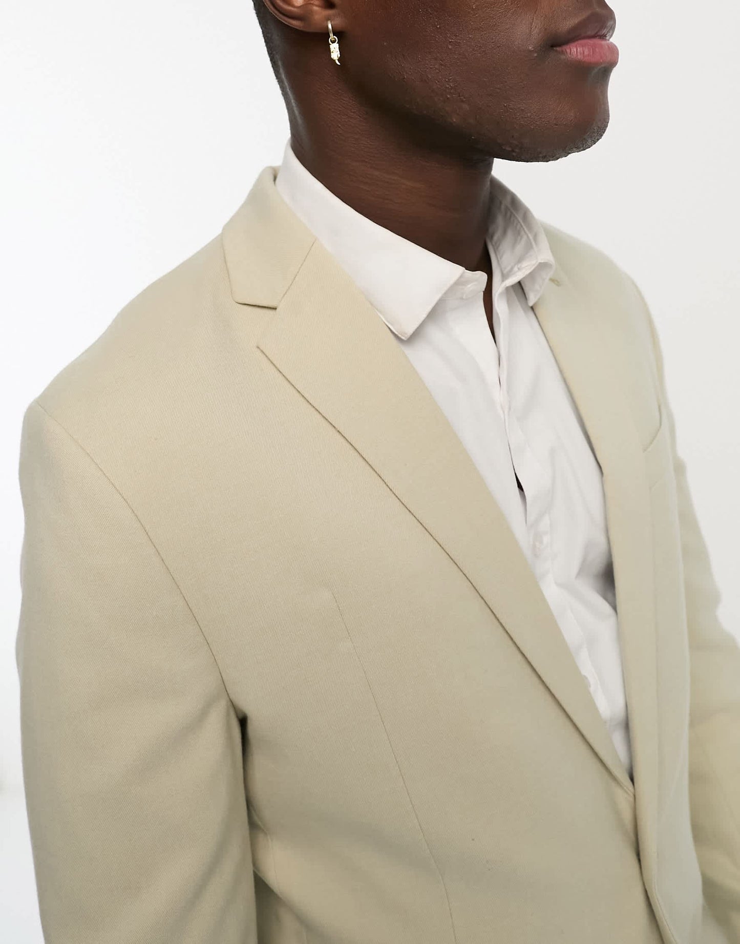New Look single breasted skinny suit jacket in oatmeal